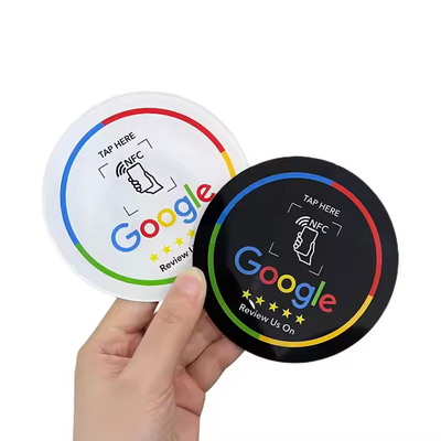 Buy Custom 100*100mm Epoxy Google Review NFC Sticke Table Tag For Yelp Tripadvisor online manufacture