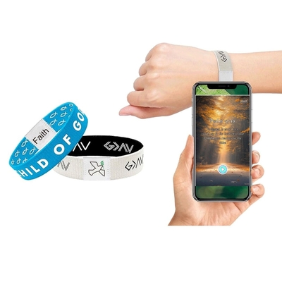 Fabric Stretch Daily Bible Verse Bracelets With NFC RFID Fabric Elastic Wristbands