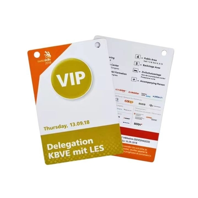 Punch Hole RFID Event Badges Smart RFID Chip Vip Pass ID Card With Lanyard