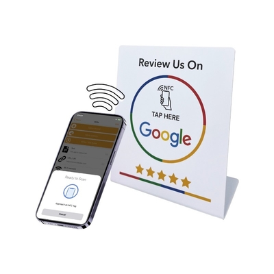 Custom NFC Stand Social Media Review NFC PVC Google Review Card Menu Display Stand